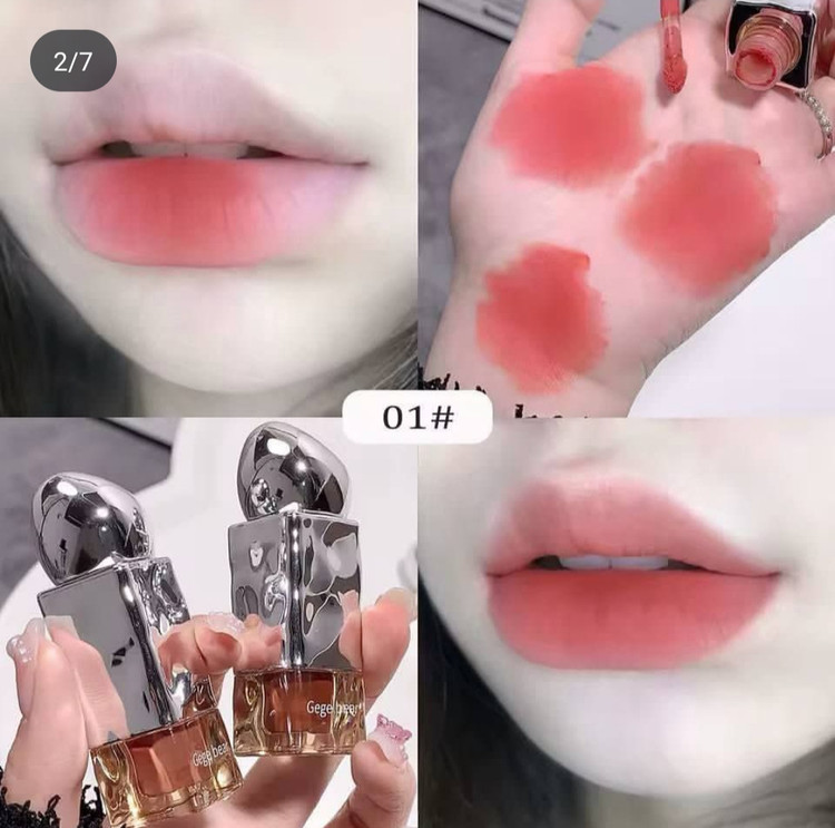 رژ مایع مخملی پوکه سنگی یخی gege bear شماره یک